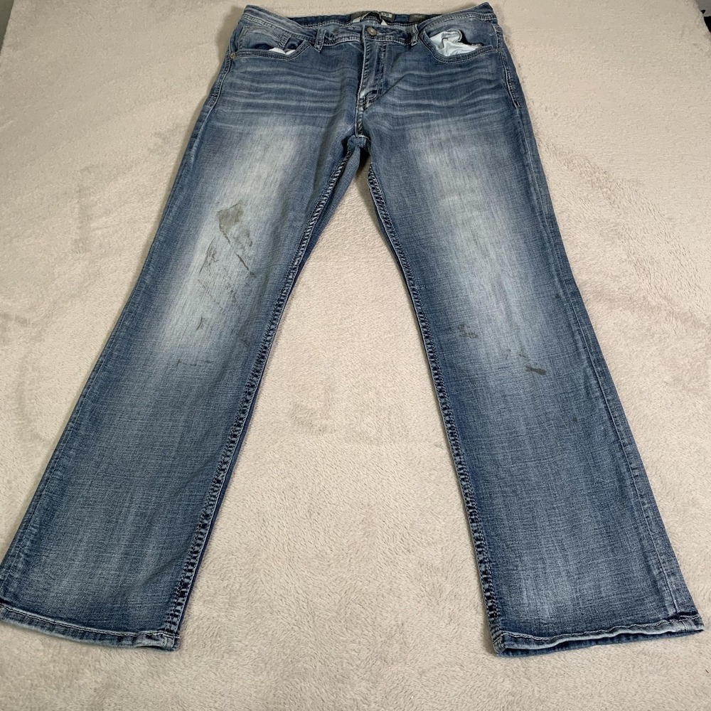 BKE Tyler Jeans Mens 36x31 Blue Medium Wash Relaxed Straight Stretch Painter 30R